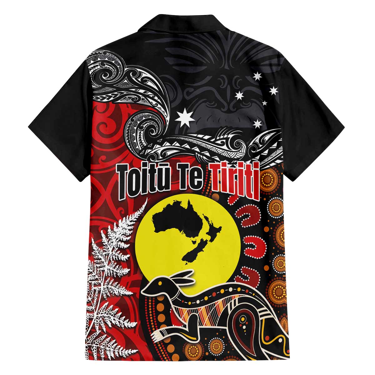 Aotearoa and Australia Toitu Te Tiriti Family Matching Off The Shoulder Long Sleeve Dress and Hawaiian Shirt Honour the Treaty - Te Tiriti Is Us