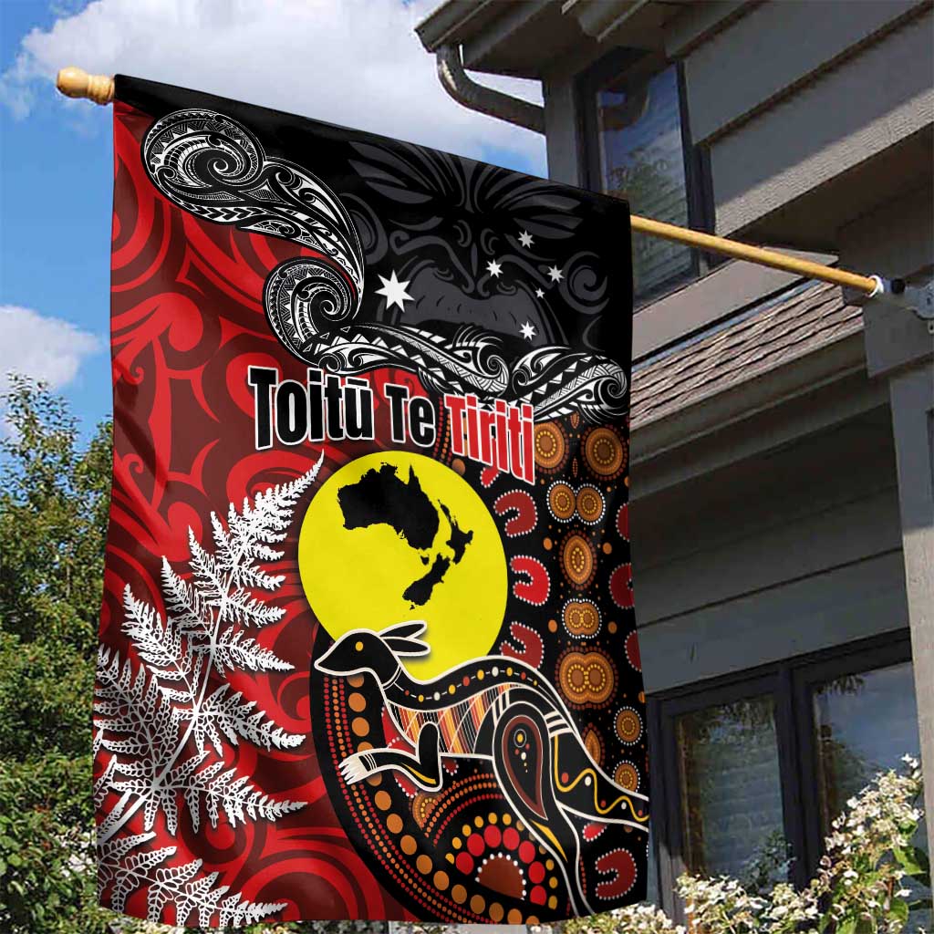 Aotearoa and Australia Toitu Te Tiriti Garden Flag Honour the Treaty - Te Tiriti Is Us - Vibe Hoodie Shop