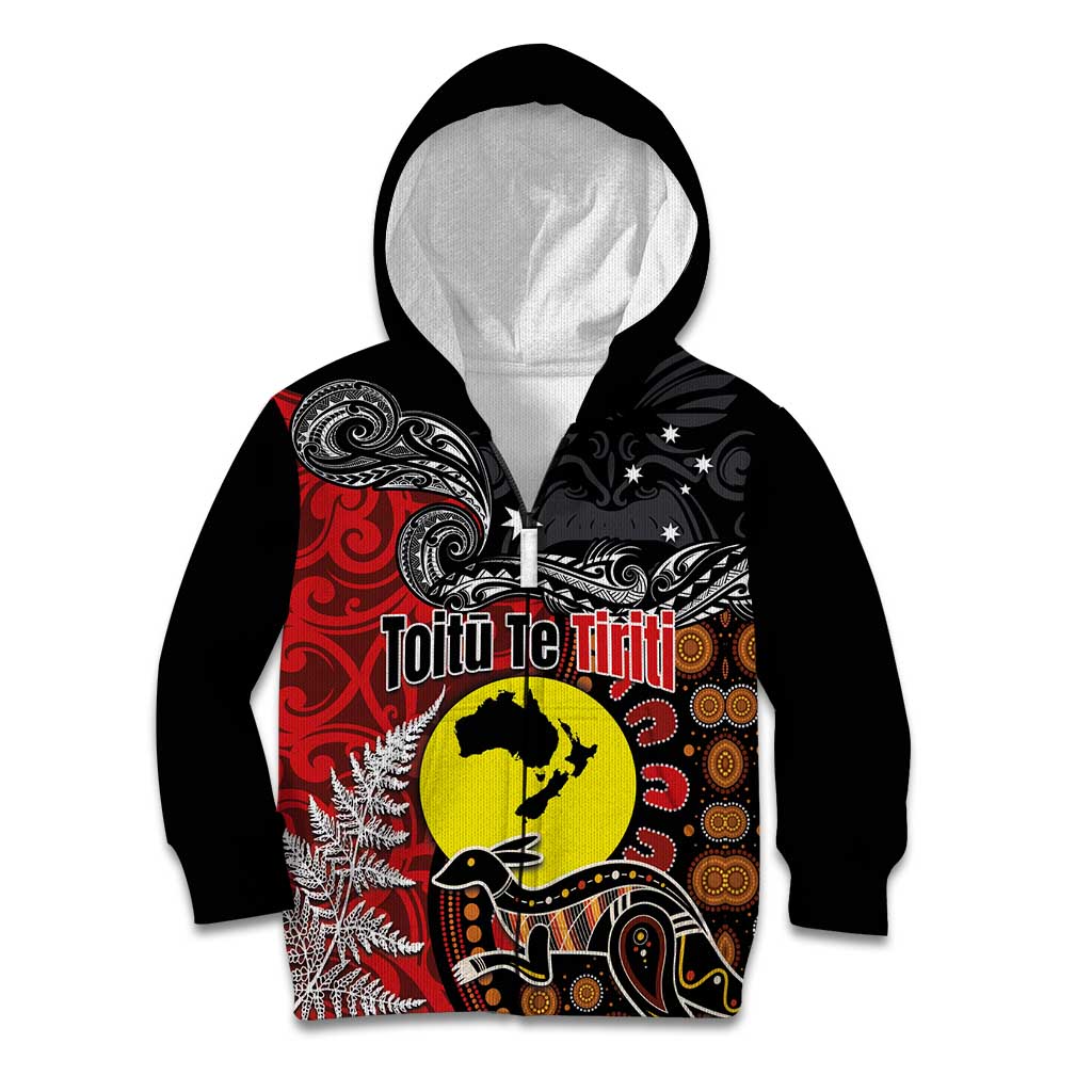 Aotearoa and Australia Toitu Te Tiriti Kid Hoodie Honour the Treaty - Te Tiriti Is Us - Vibe Hoodie Shop