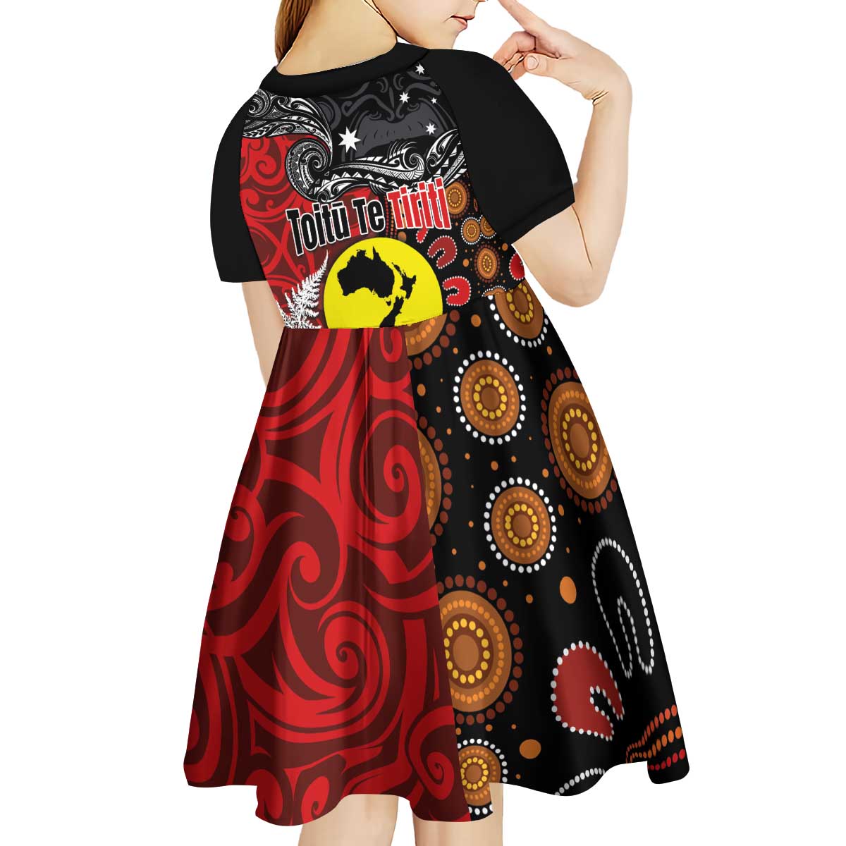 Aotearoa and Australia Toitu Te Tiriti Kid Short Sleeve Dress Honour the Treaty - Te Tiriti Is Us - Vibe Hoodie Shop