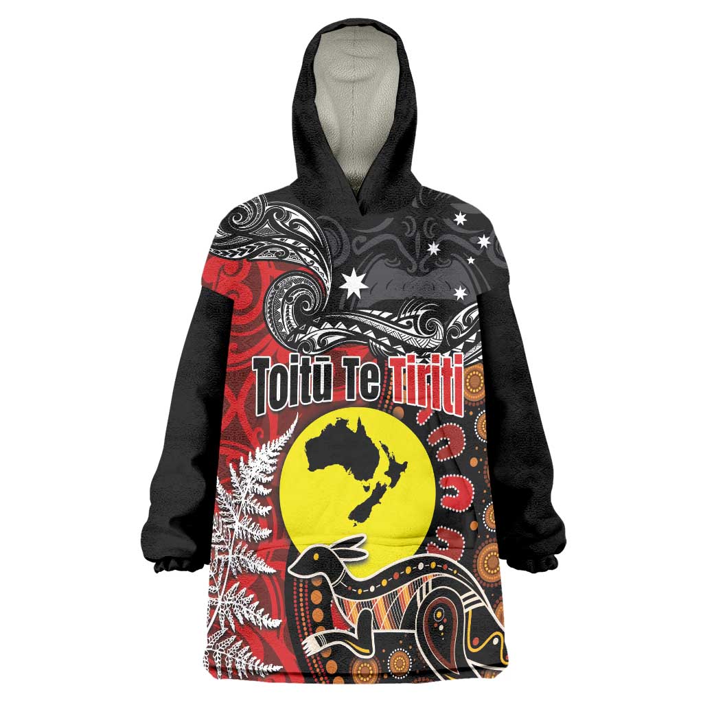 Aotearoa and Australia Toitu Te Tiriti Wearable Blanket Hoodie Honour the Treaty - Te Tiriti Is Us - Vibe Hoodie Shop