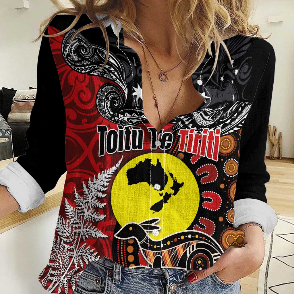 Aotearoa and Australia Toitu Te Tiriti Women Casual Shirt Honour the Treaty - Te Tiriti Is Us - Vibe Hoodie Shop