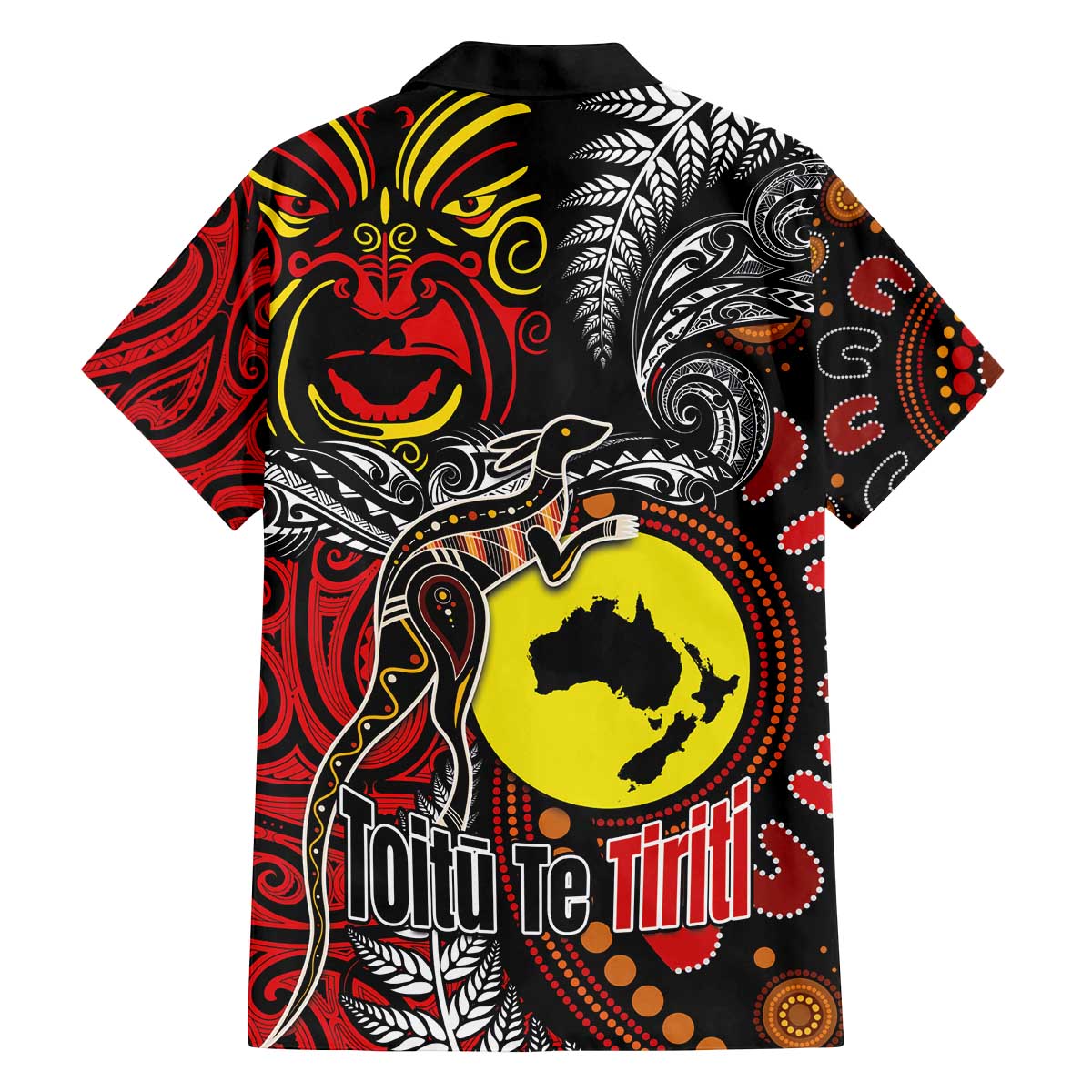 Aotearoa and Australia Toitu Te Tiriti Family Matching Off The Shoulder Long Sleeve Dress and Hawaiian Shirt Honour the Treaty - Stand Together Stand Stronger