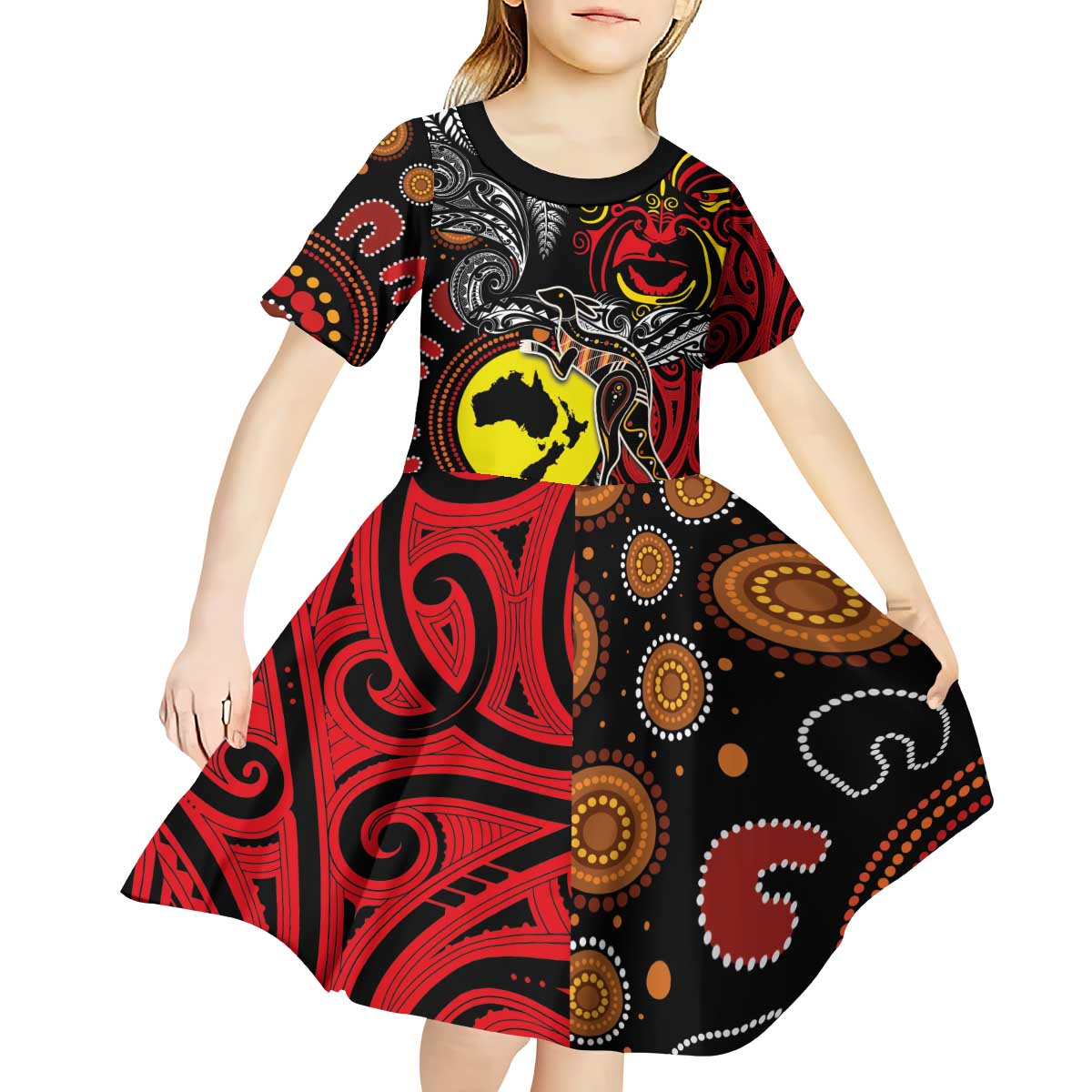 Aotearoa and Australia Toitu Te Tiriti Kid Short Sleeve Dress Honour the Treaty - Stand Together Stand Stronger - Vibe Hoodie Shop