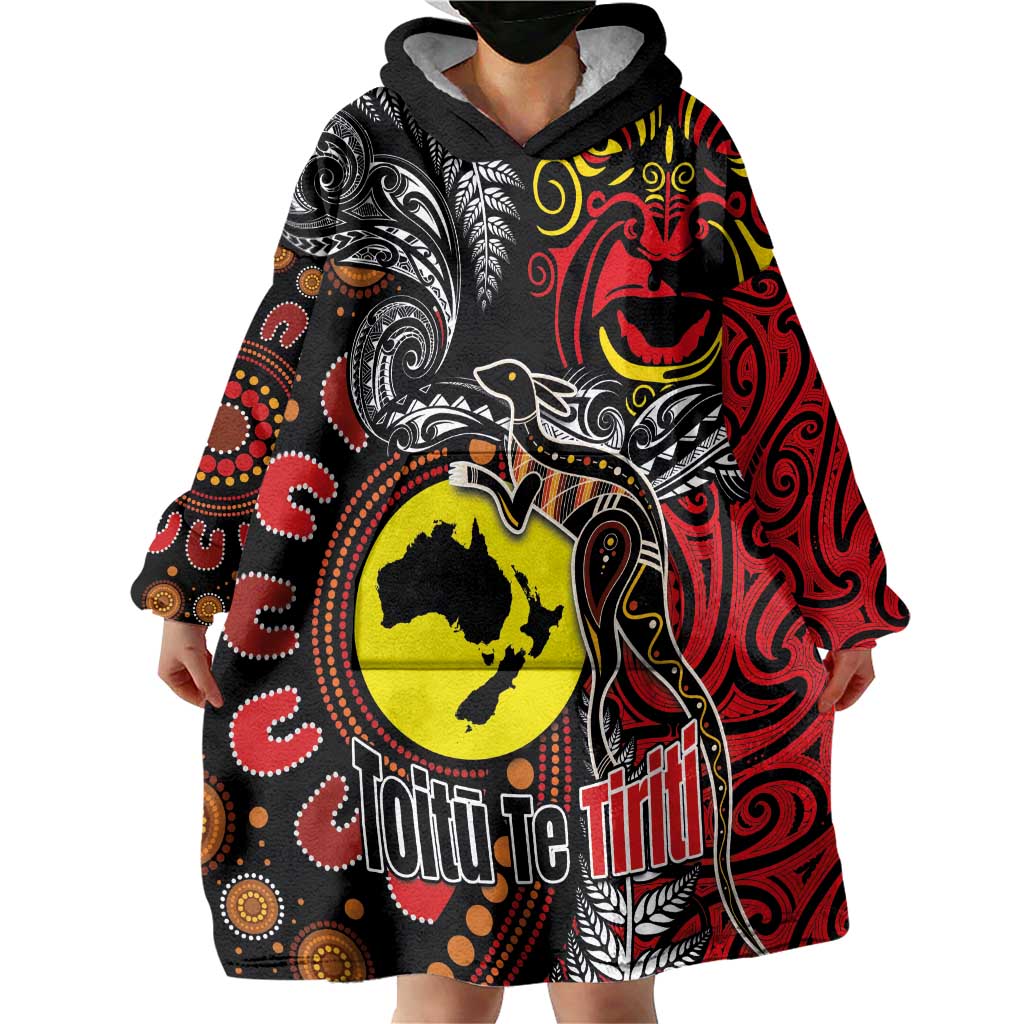 Aotearoa and Australia Toitu Te Tiriti Wearable Blanket Hoodie Honour the Treaty - Stand Together Stand Stronger - Vibe Hoodie Shop