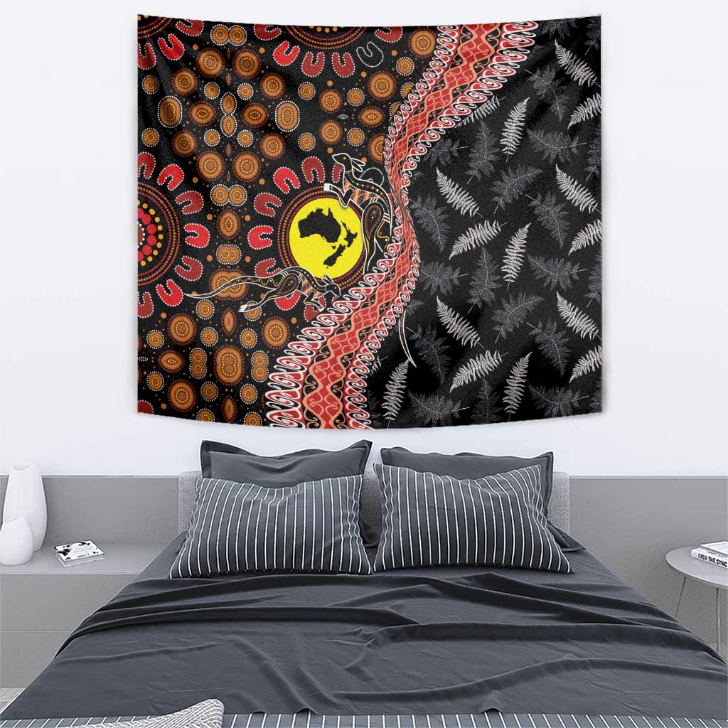 Aotearoa and Australia Tapestry Maori Koru Ferns With Aboriginal Kangaroo - Vibe Hoodie Shop