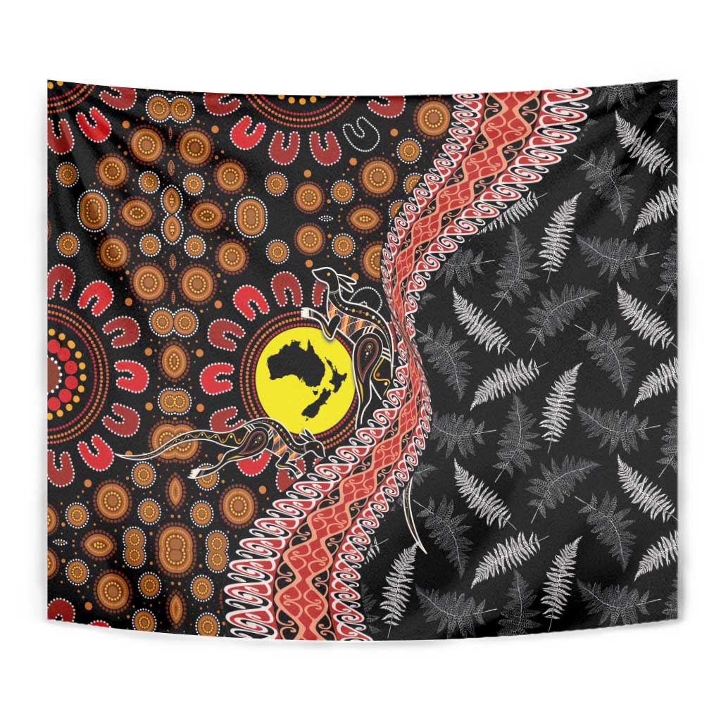 Aotearoa and Australia Tapestry Maori Koru Ferns With Aboriginal Kangaroo - Vibe Hoodie Shop