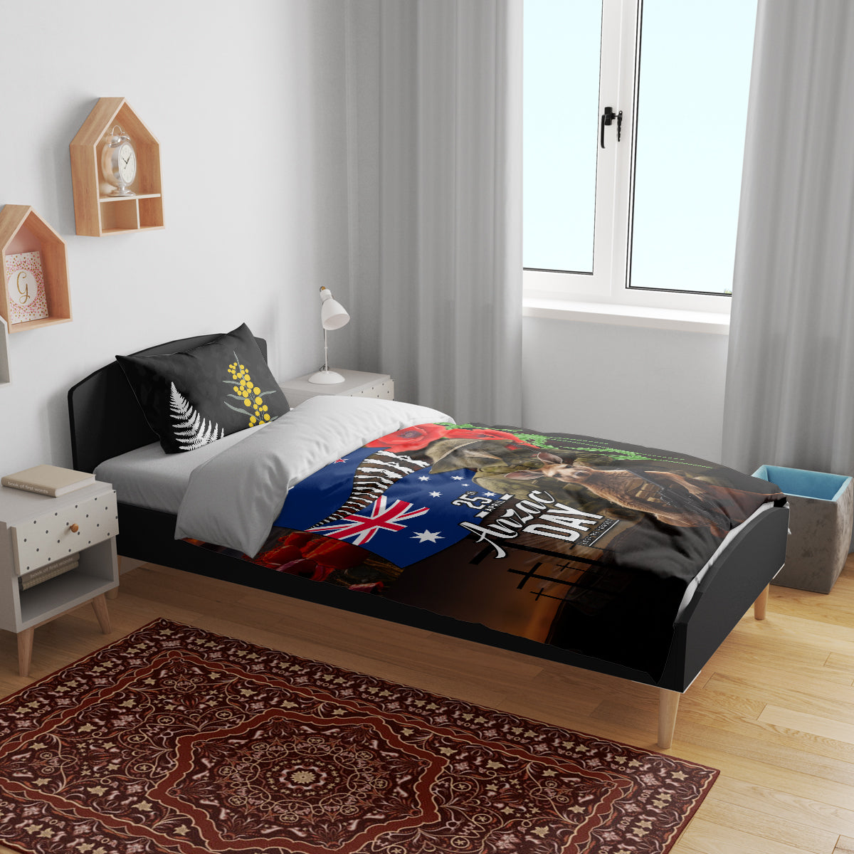 New Zealand and Australia ANZAC Day Bedding Set National Flag mix Kiwi Bird and Kangaroo Soldier Style - Vibe Hoodie Shop