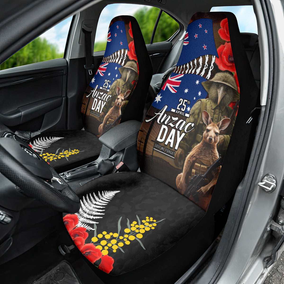New Zealand and Australia ANZAC Day Car Seat Cover National Flag mix Kiwi Bird and Kangaroo Soldier Style - Vibe Hoodie Shop