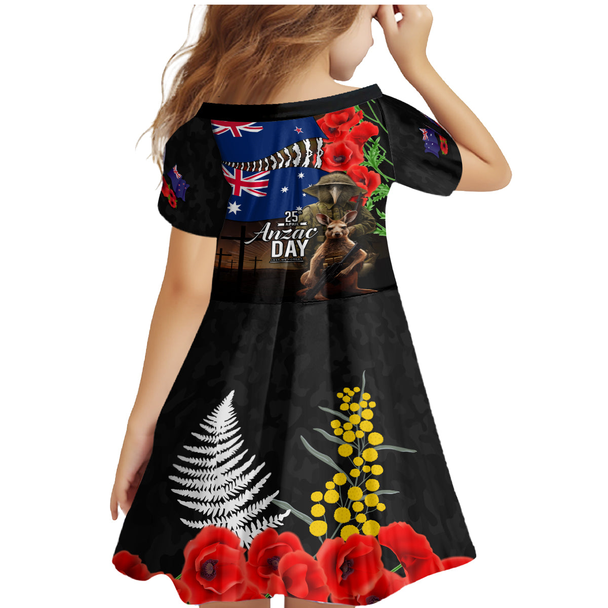 New Zealand and Australia ANZAC Day Family Matching Mermaid Dress and Hawaiian Shirt National Flag mix Kiwi Bird and Kangaroo Soldier Style