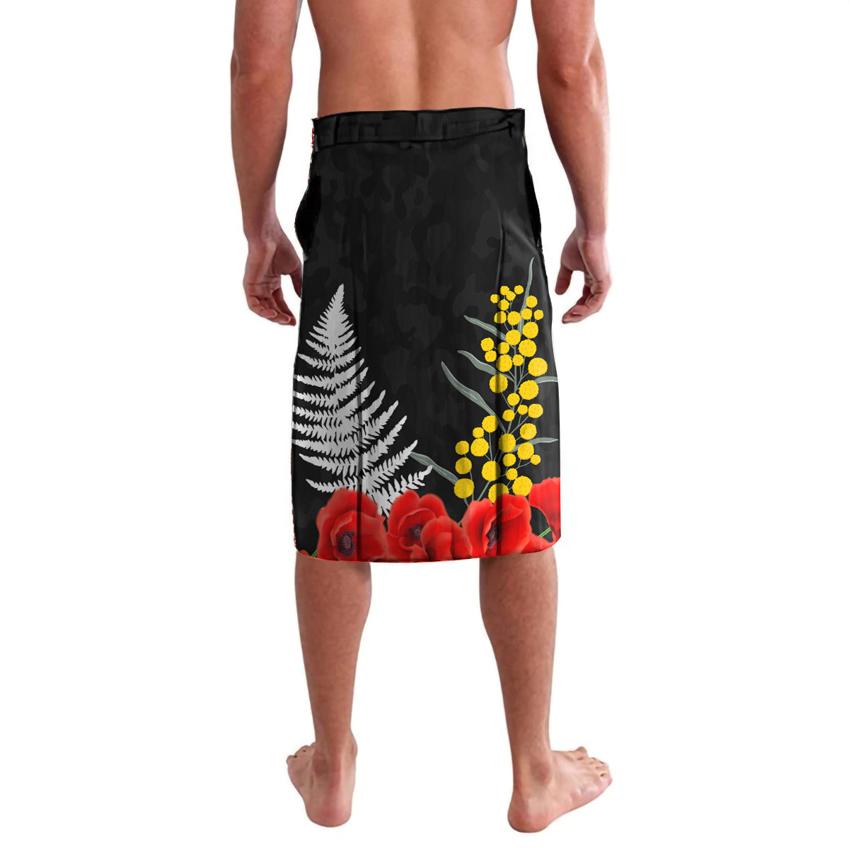 New Zealand and Australia ANZAC Day Lavalava National Flag mix Kiwi Bird and Kangaroo Soldier Style