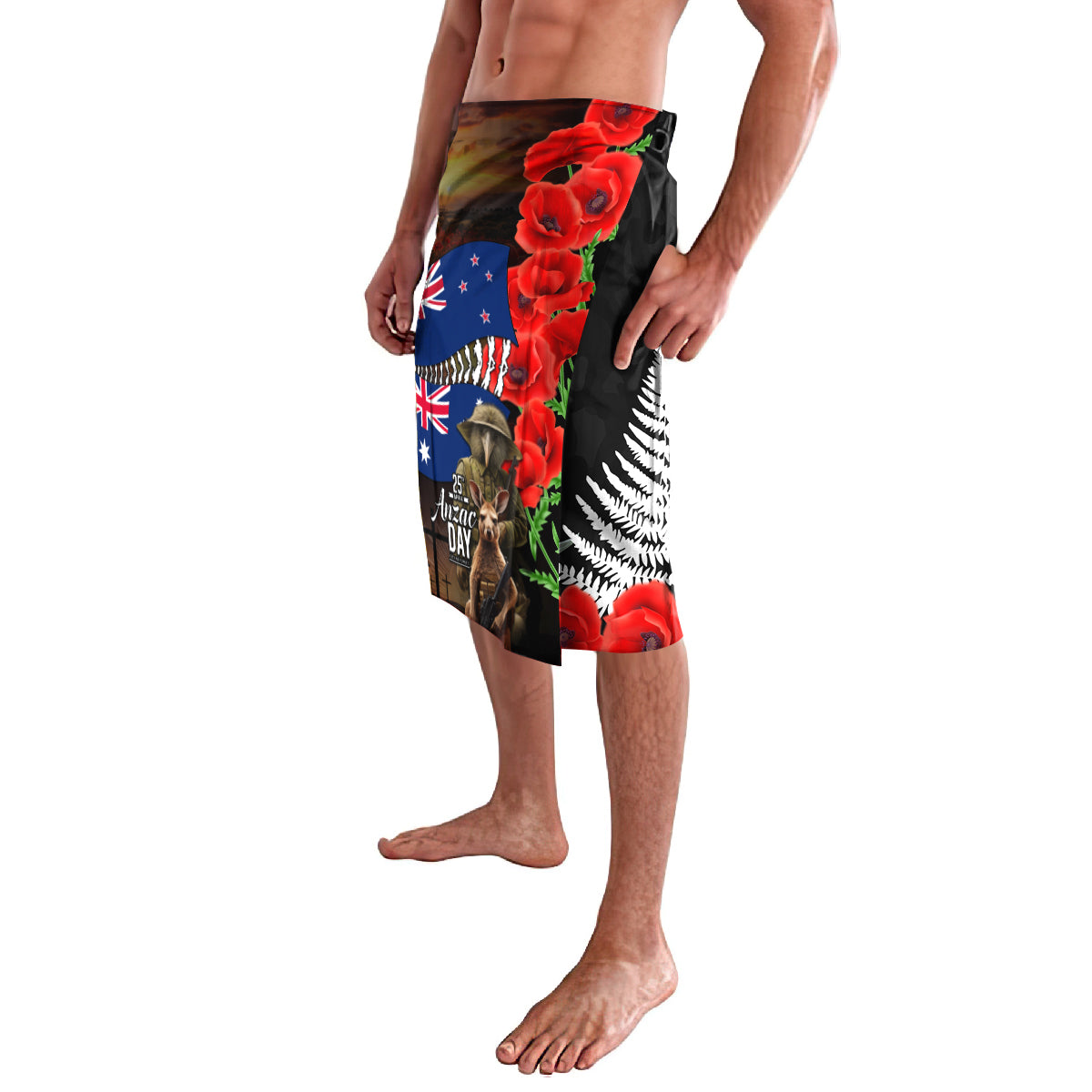 New Zealand and Australia ANZAC Day Lavalava National Flag mix Kiwi Bird and Kangaroo Soldier Style