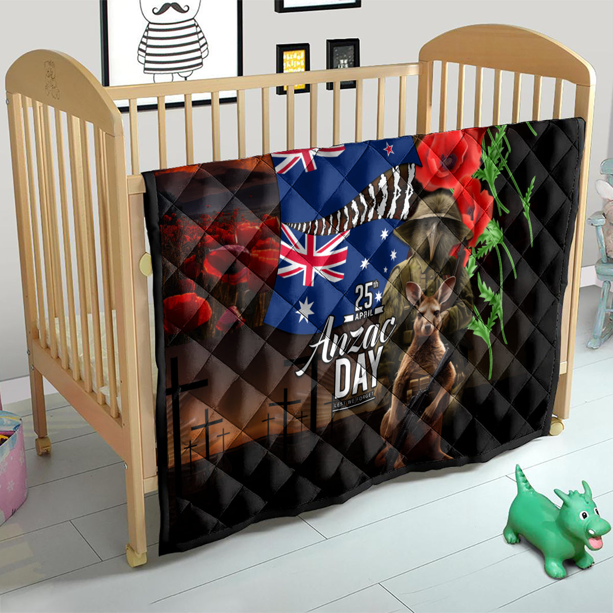 New Zealand and Australia ANZAC Day Quilt National Flag mix Kiwi Bird and Kangaroo Soldier Style - Vibe Hoodie Shop