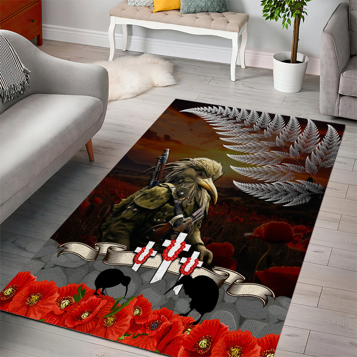 New Zealand ANZAC Day Area Rug The Ode of Remembrance and Silver Fern - Vibe Hoodie Shop