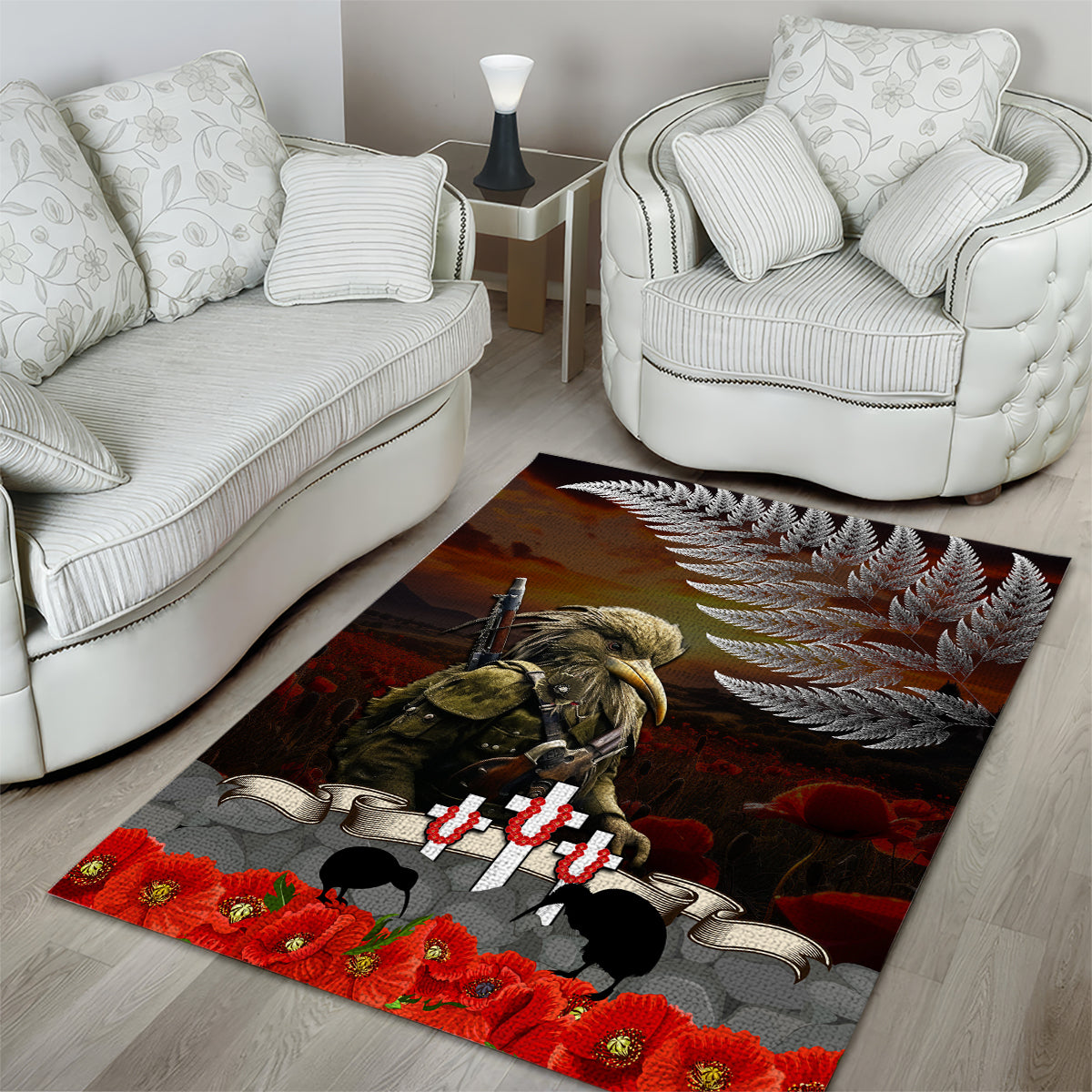 New Zealand ANZAC Day Area Rug The Ode of Remembrance and Silver Fern - Vibe Hoodie Shop