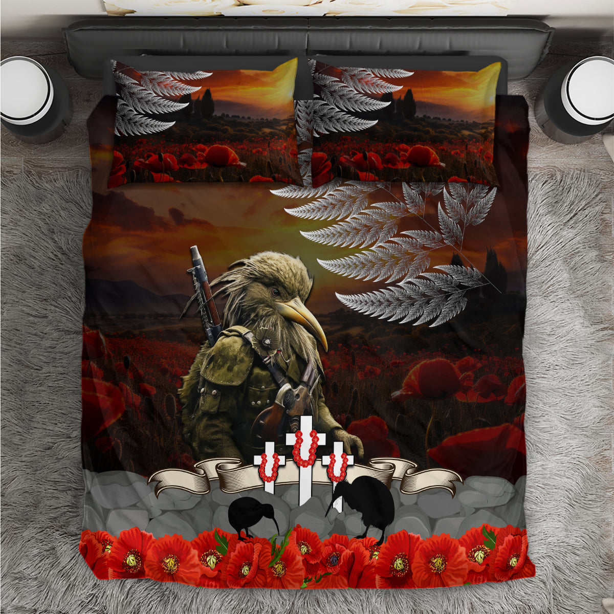 New Zealand ANZAC Day Bedding Set The Ode of Remembrance and Silver Fern - Vibe Hoodie Shop
