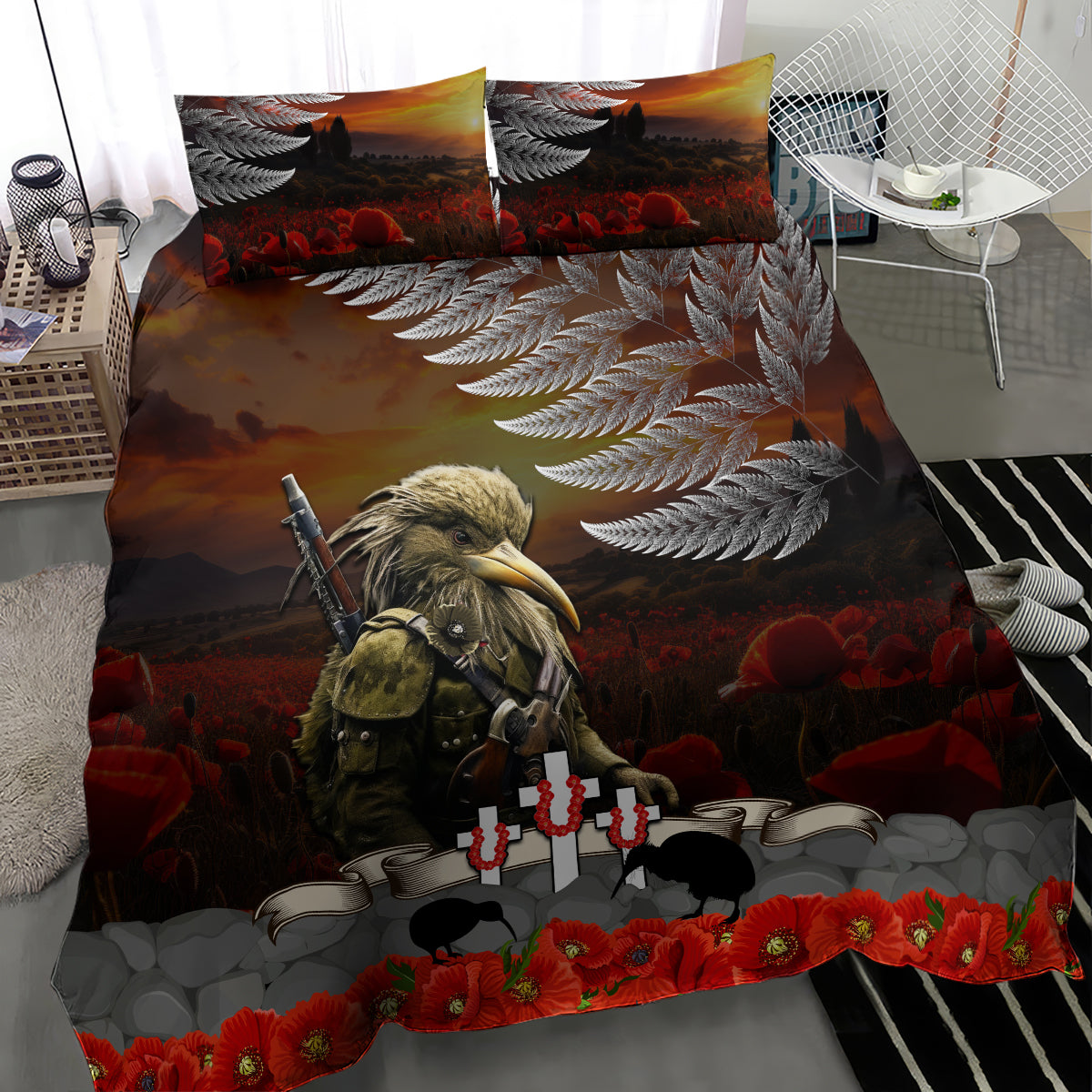 New Zealand ANZAC Day Bedding Set The Ode of Remembrance and Silver Fern - Vibe Hoodie Shop