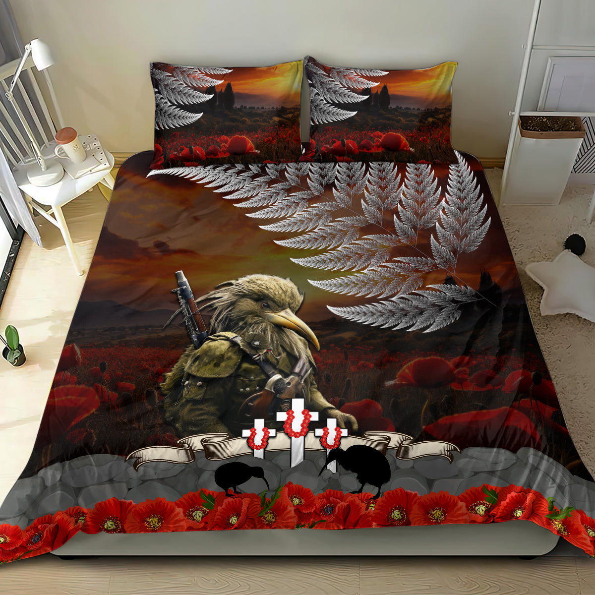 New Zealand ANZAC Day Bedding Set The Ode of Remembrance and Silver Fern - Vibe Hoodie Shop
