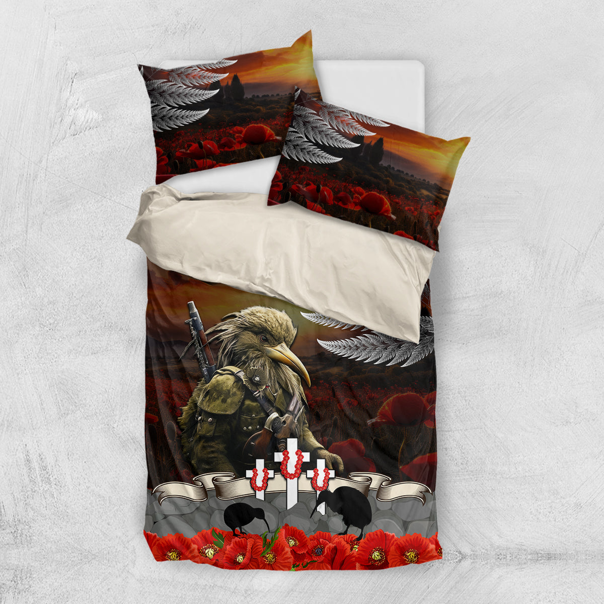 New Zealand ANZAC Day Bedding Set The Ode of Remembrance and Silver Fern - Vibe Hoodie Shop