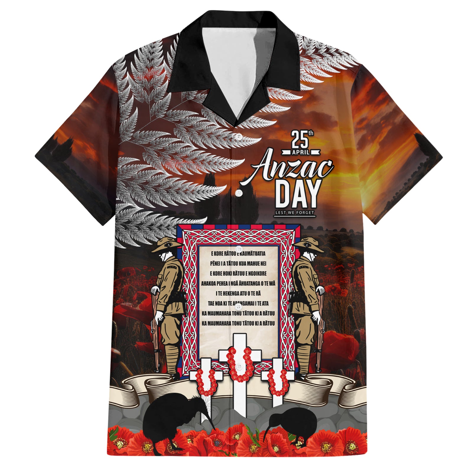 New Zealand ANZAC Day Hawaiian Shirt The Ode of Remembrance and Silver Fern - Vibe Hoodie Shop