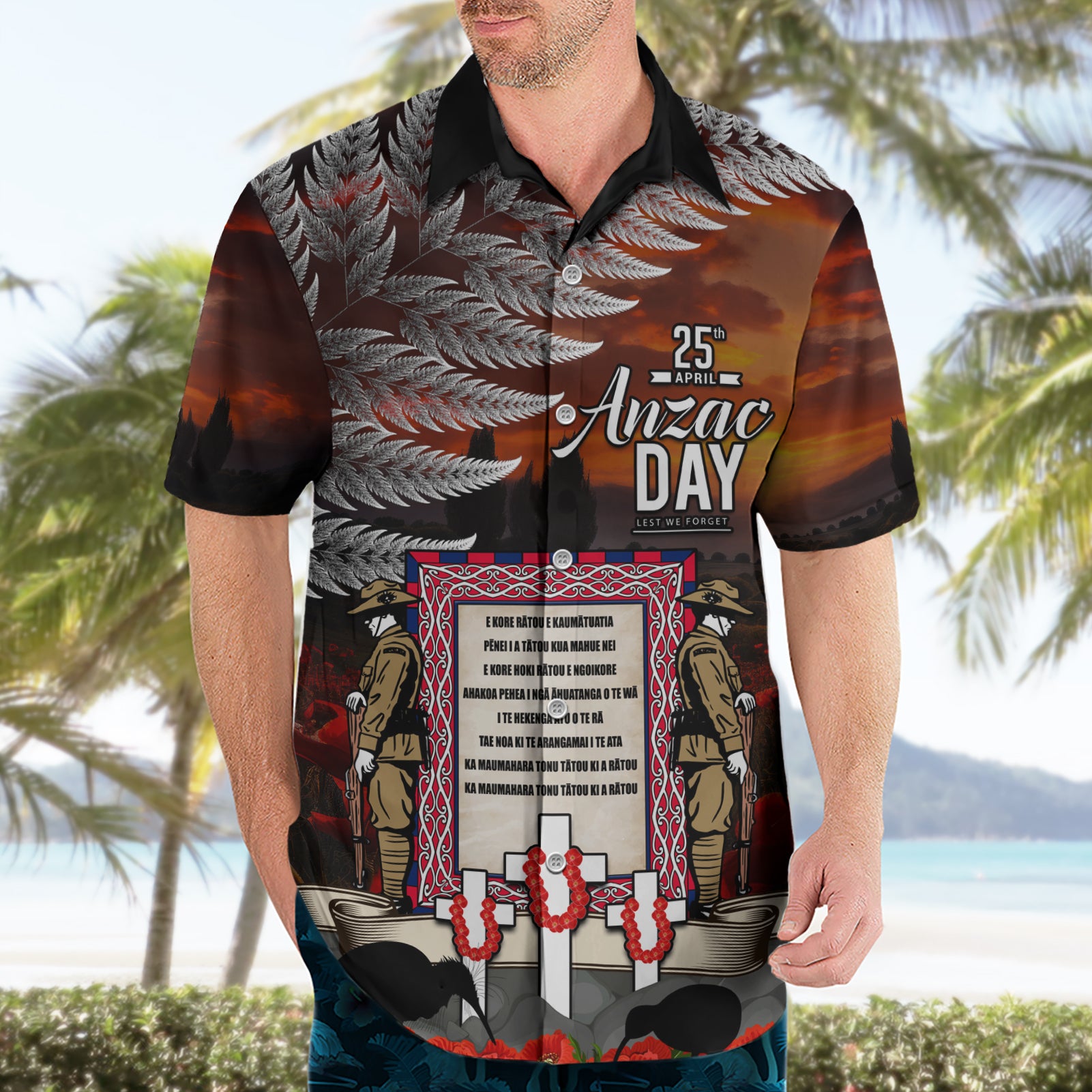 New Zealand ANZAC Day Hawaiian Shirt The Ode of Remembrance and Silver Fern - Vibe Hoodie Shop