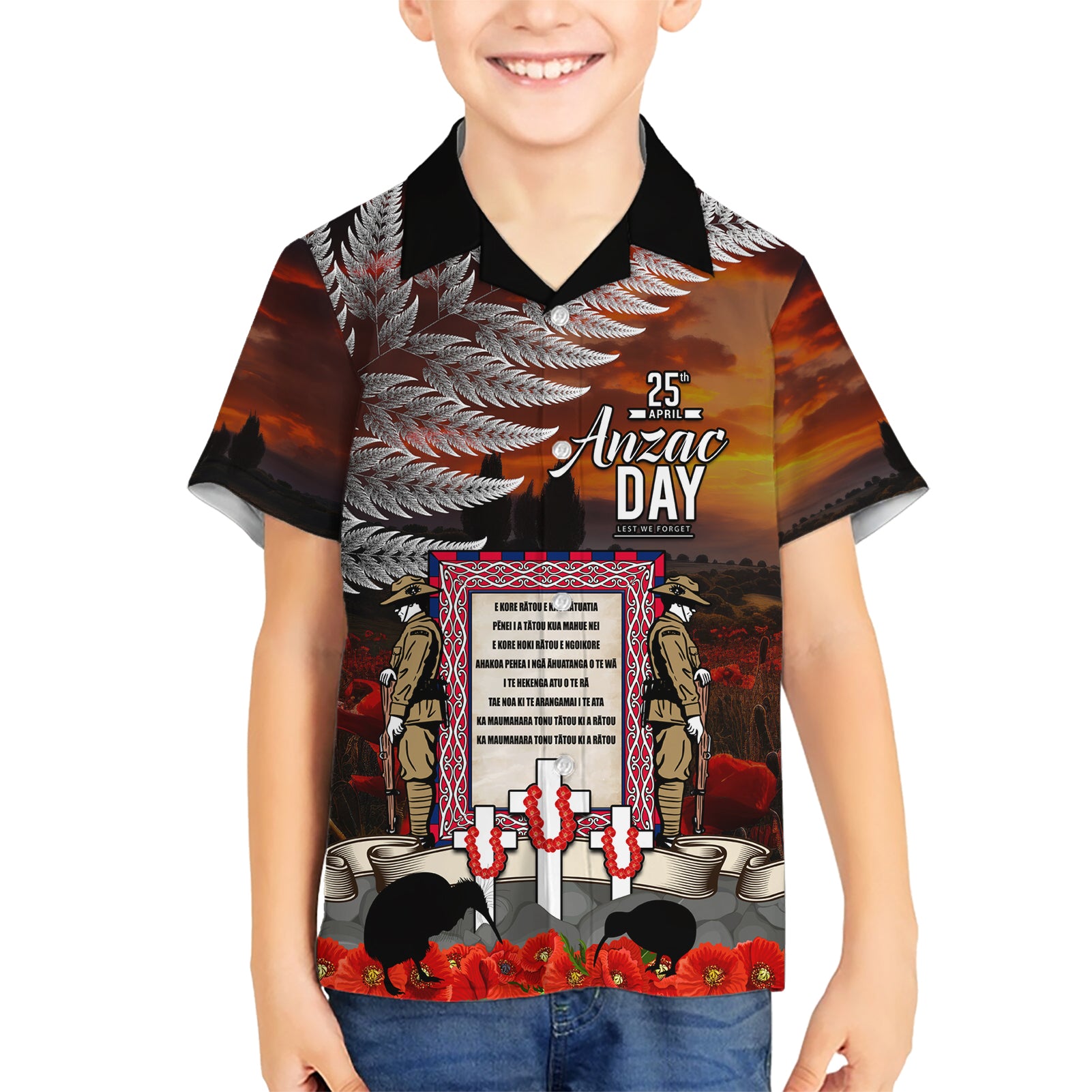 New Zealand ANZAC Day Hawaiian Shirt The Ode of Remembrance and Silver Fern - Vibe Hoodie Shop