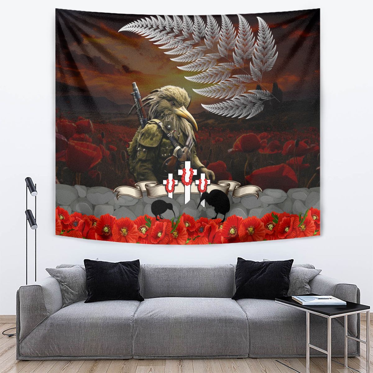 New Zealand ANZAC Day Tapestry The Ode of Remembrance and Silver Fern - Vibe Hoodie Shop