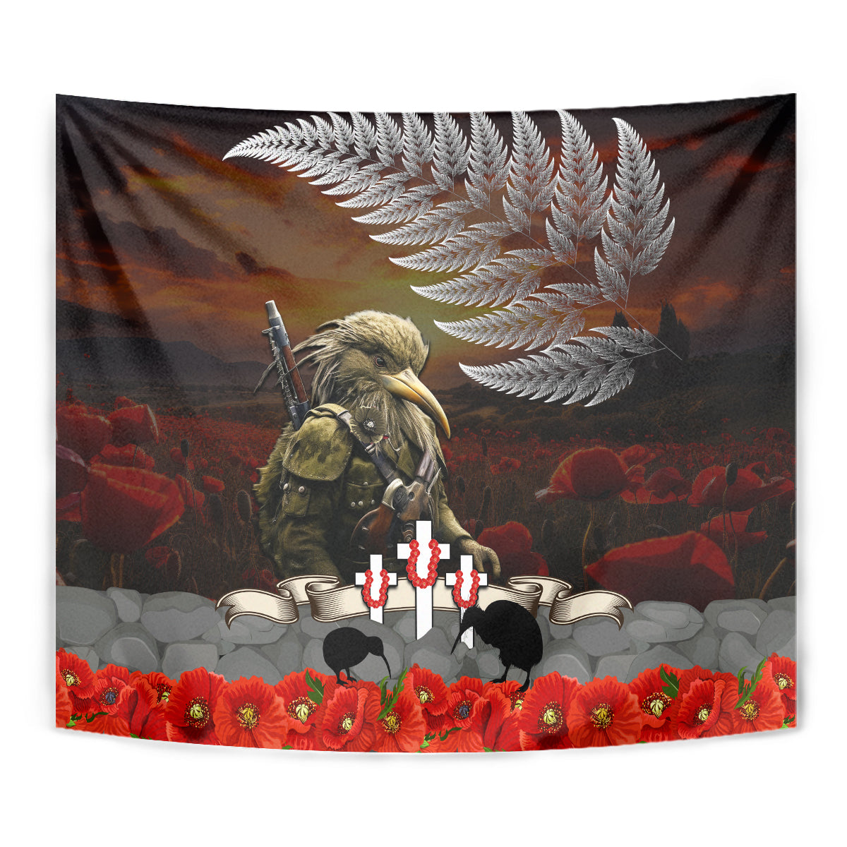 New Zealand ANZAC Day Tapestry The Ode of Remembrance and Silver Fern - Vibe Hoodie Shop