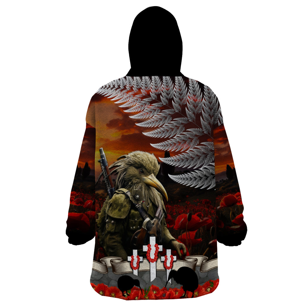 New Zealand ANZAC Day Wearable Blanket Hoodie The Ode of Remembrance and Silver Fern - Vibe Hoodie Shop