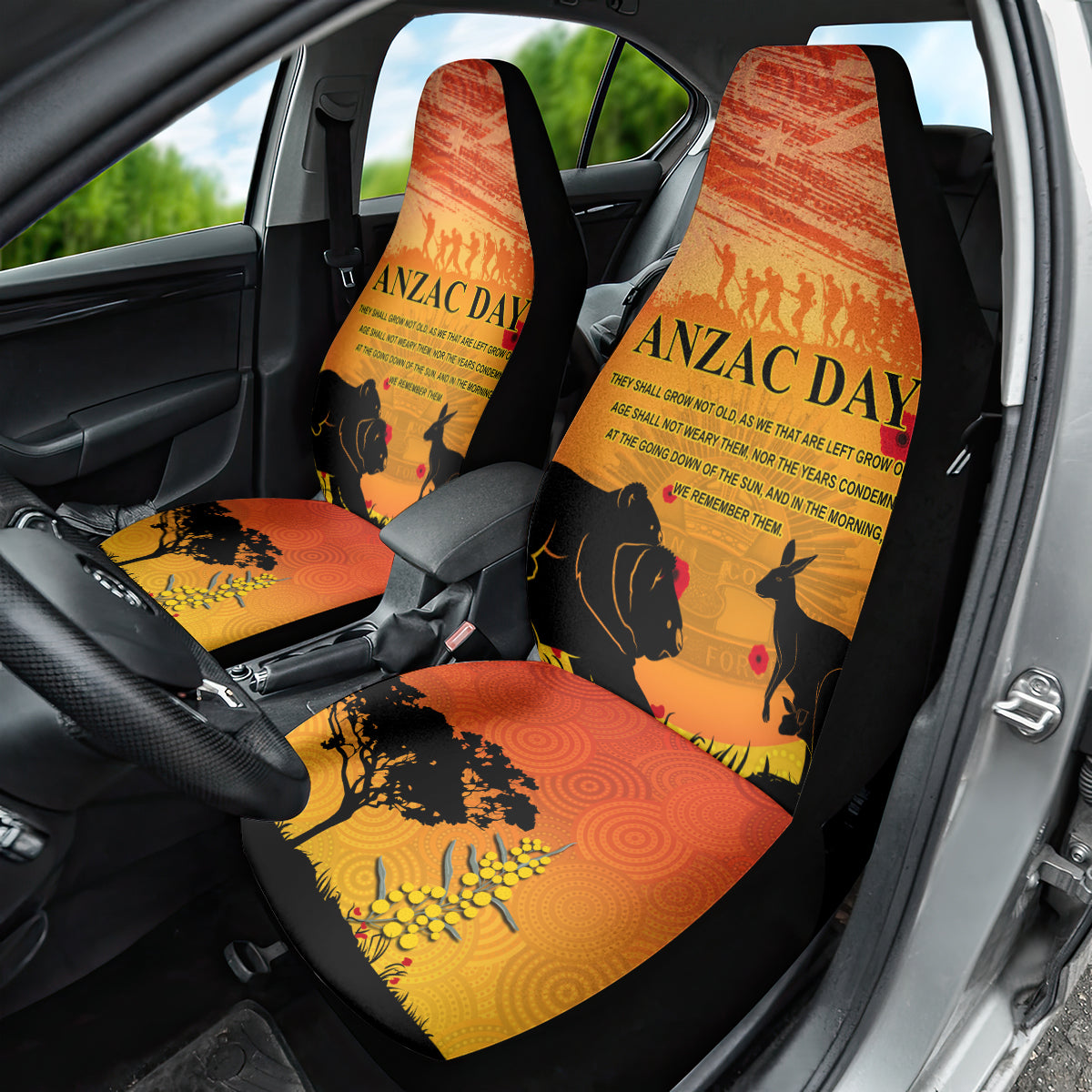 Australia ANZAC Day Car Seat Cover Koala and Kangaroo Respect Aboriginal Pattern - Vibe Hoodie Shop