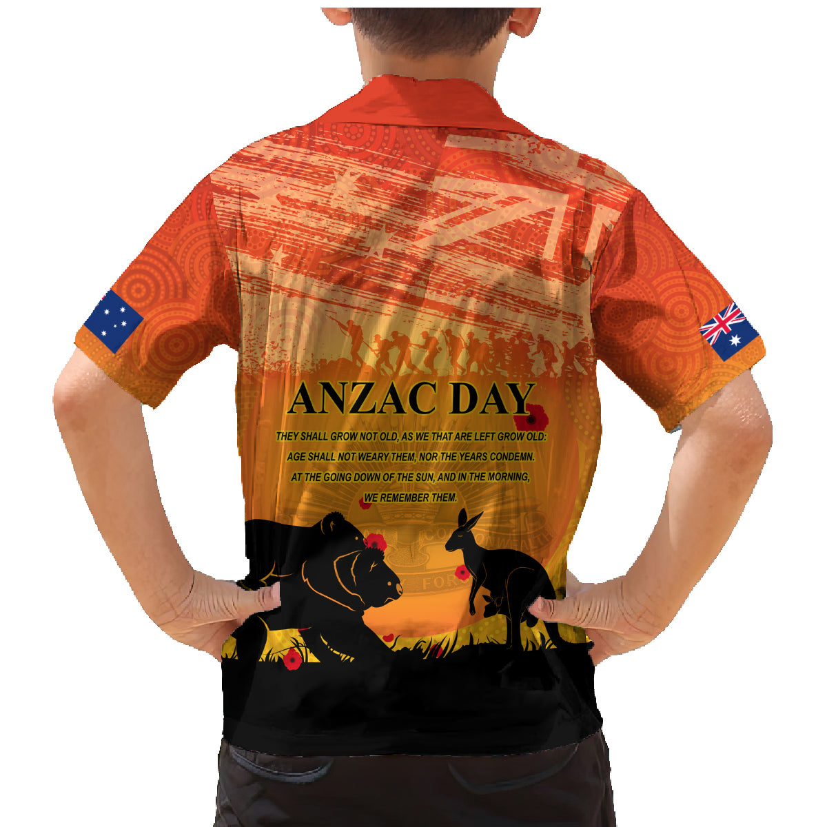 Australia ANZAC Day Family Matching Mermaid Dress and Hawaiian Shirt Koala and Kangaroo Respect Aboriginal Pattern