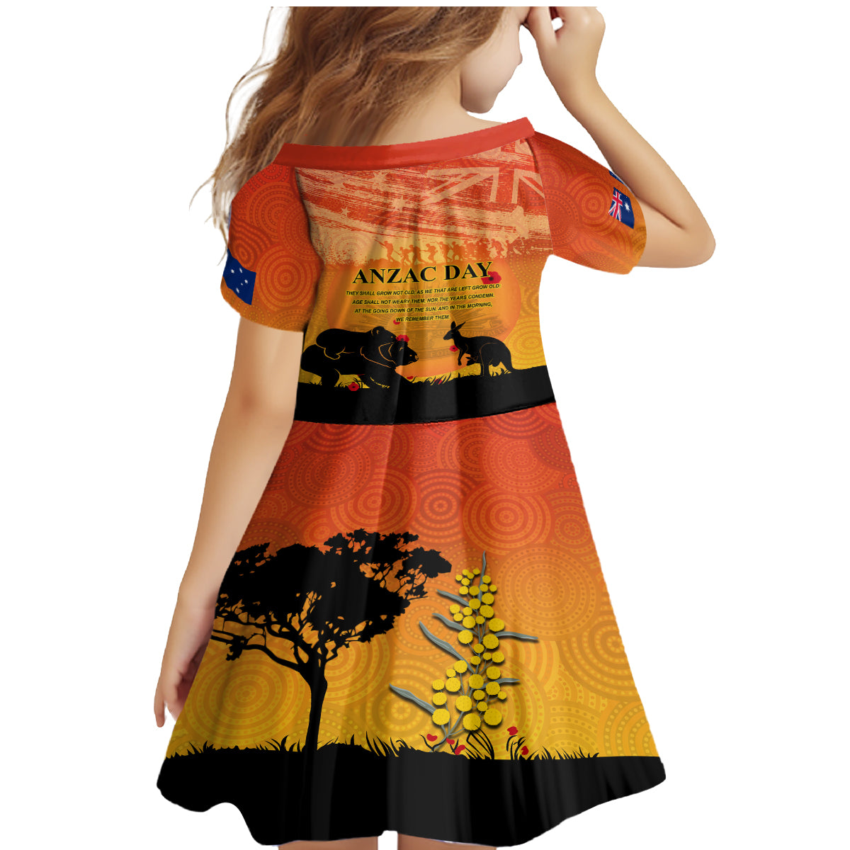 Australia ANZAC Day Family Matching Mermaid Dress and Hawaiian Shirt Koala and Kangaroo Respect Aboriginal Pattern