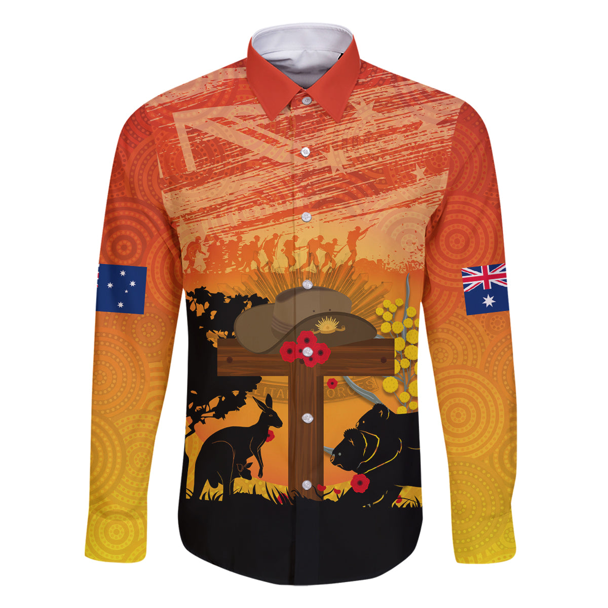 Australia ANZAC Day Family Matching Mermaid Dress and Hawaiian Shirt Koala and Kangaroo Respect Aboriginal Pattern