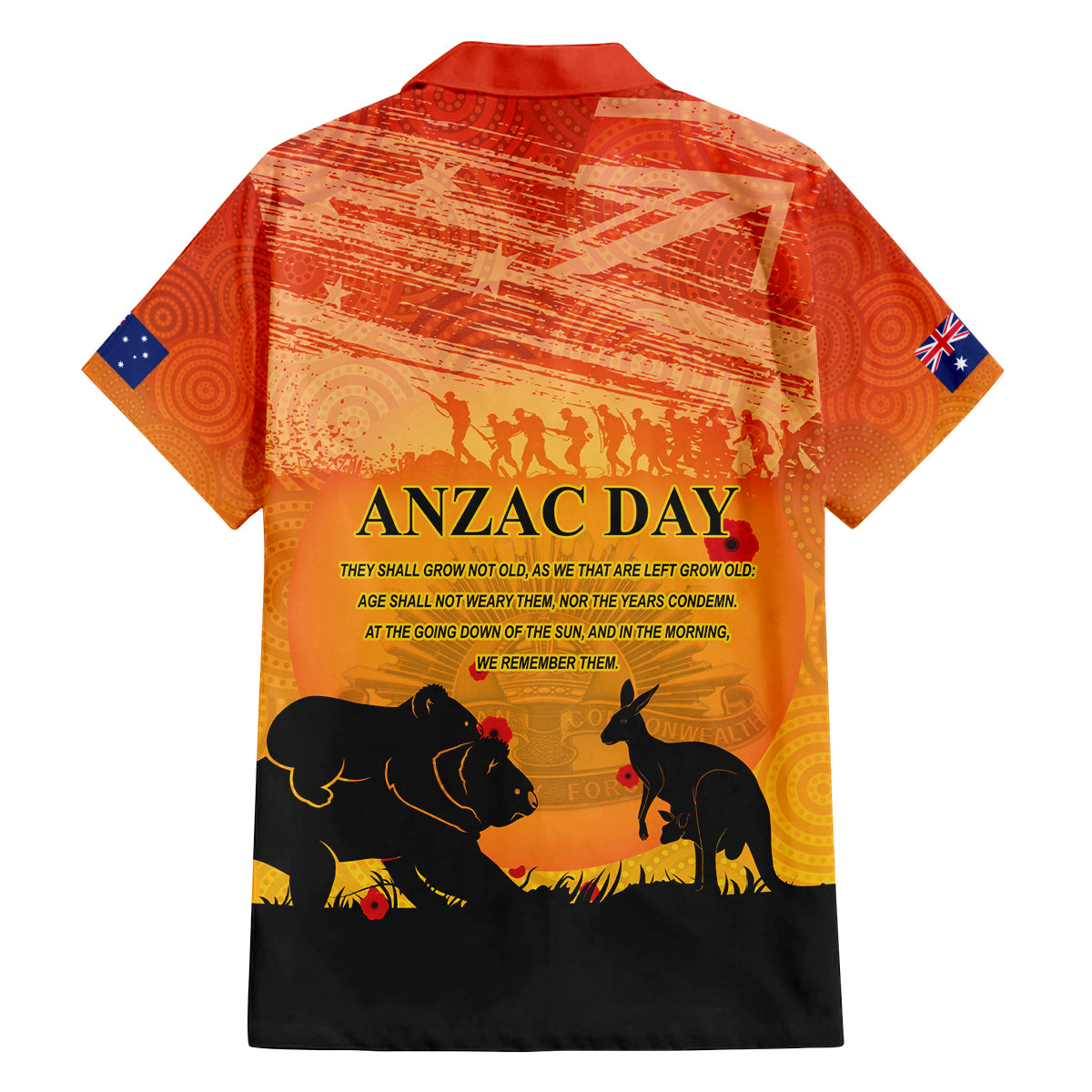 Australia ANZAC Day Family Matching Off Shoulder Short Dress and Hawaiian Shirt Koala and Kangaroo Respect Aboriginal Pattern
