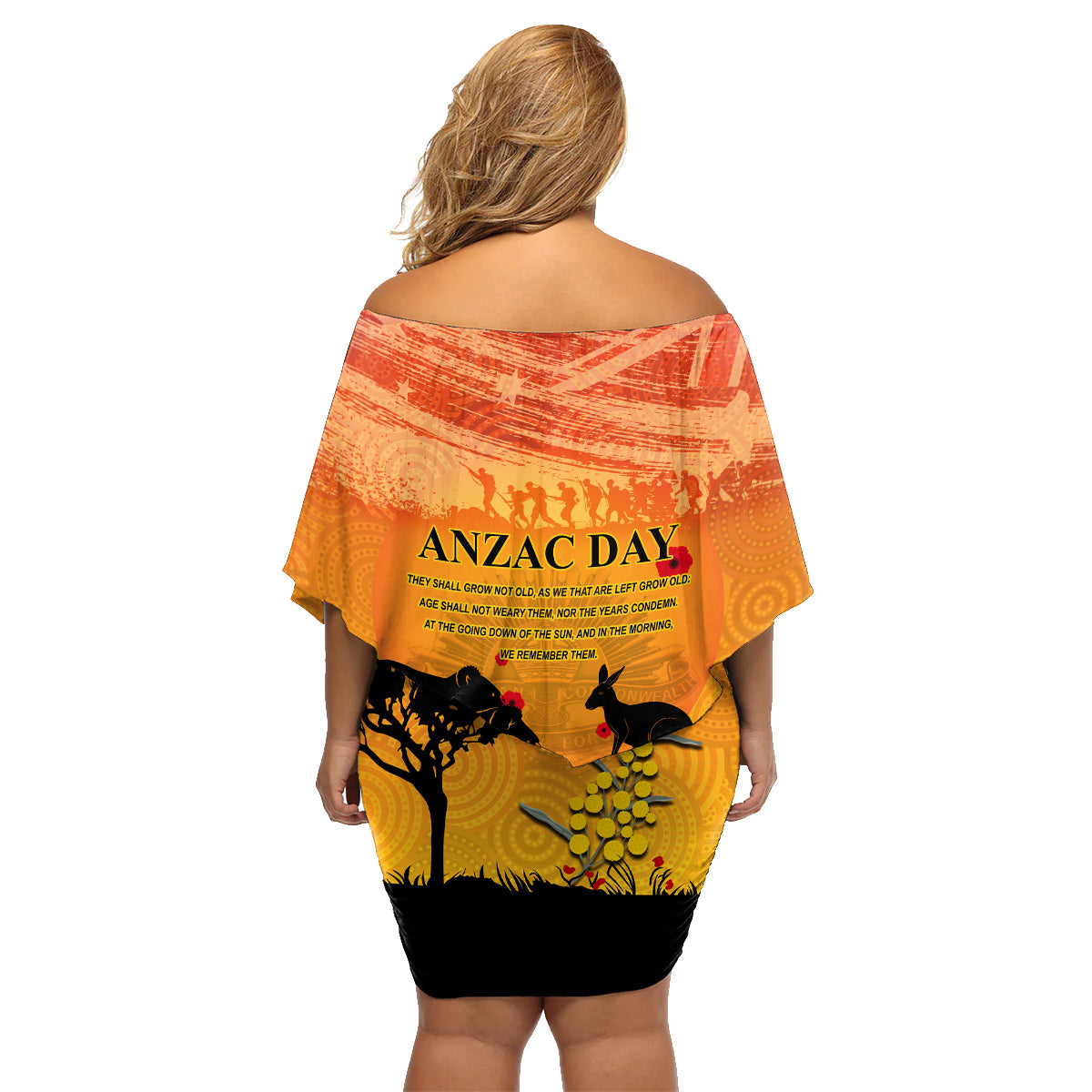 Australia ANZAC Day Family Matching Off Shoulder Short Dress and Hawaiian Shirt Koala and Kangaroo Respect Aboriginal Pattern