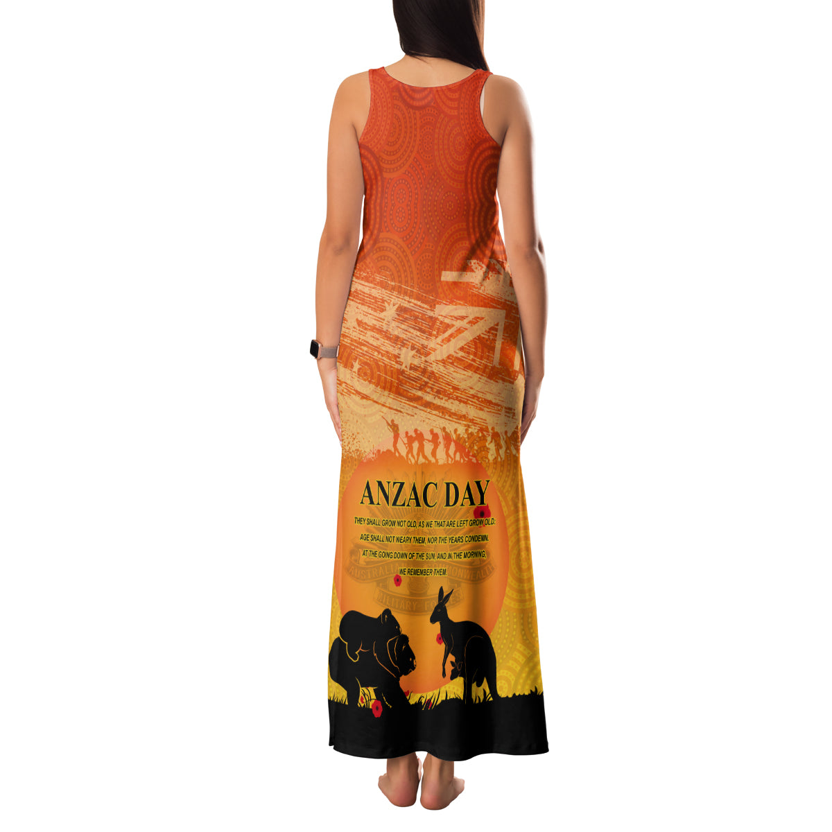 Australia ANZAC Day Family Matching Tank Maxi Dress and Hawaiian Shirt Koala and Kangaroo Respect Aboriginal Pattern