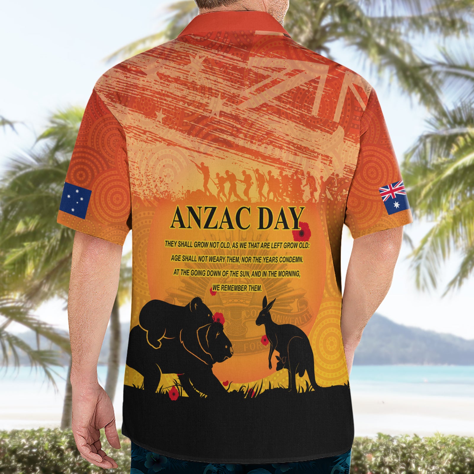 Australia ANZAC Day Hawaiian Shirt Koala and Kangaroo Respect Aboriginal Pattern - Vibe Hoodie Shop