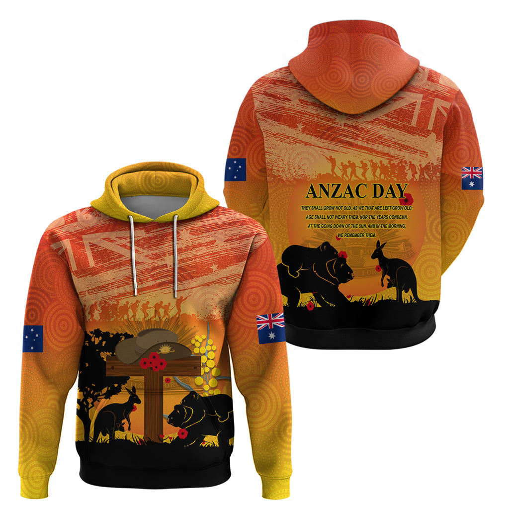 Australia ANZAC Day Hoodie Koala and Kangaroo Respect Aboriginal Pattern - Vibe Hoodie Shop