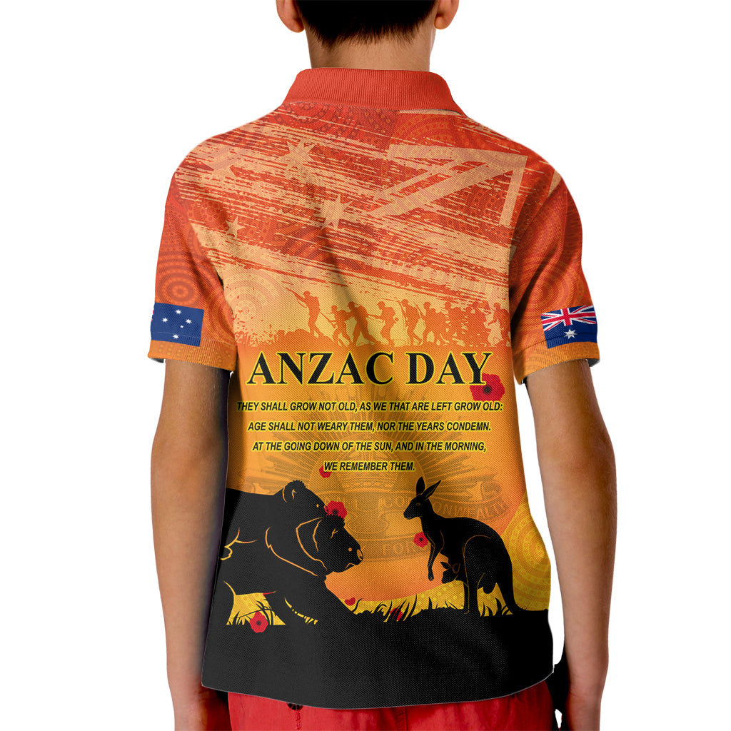 Australia ANZAC Day Kid Polo Shirt Koala and Kangaroo Respect Aboriginal Pattern - Vibe Hoodie Shop