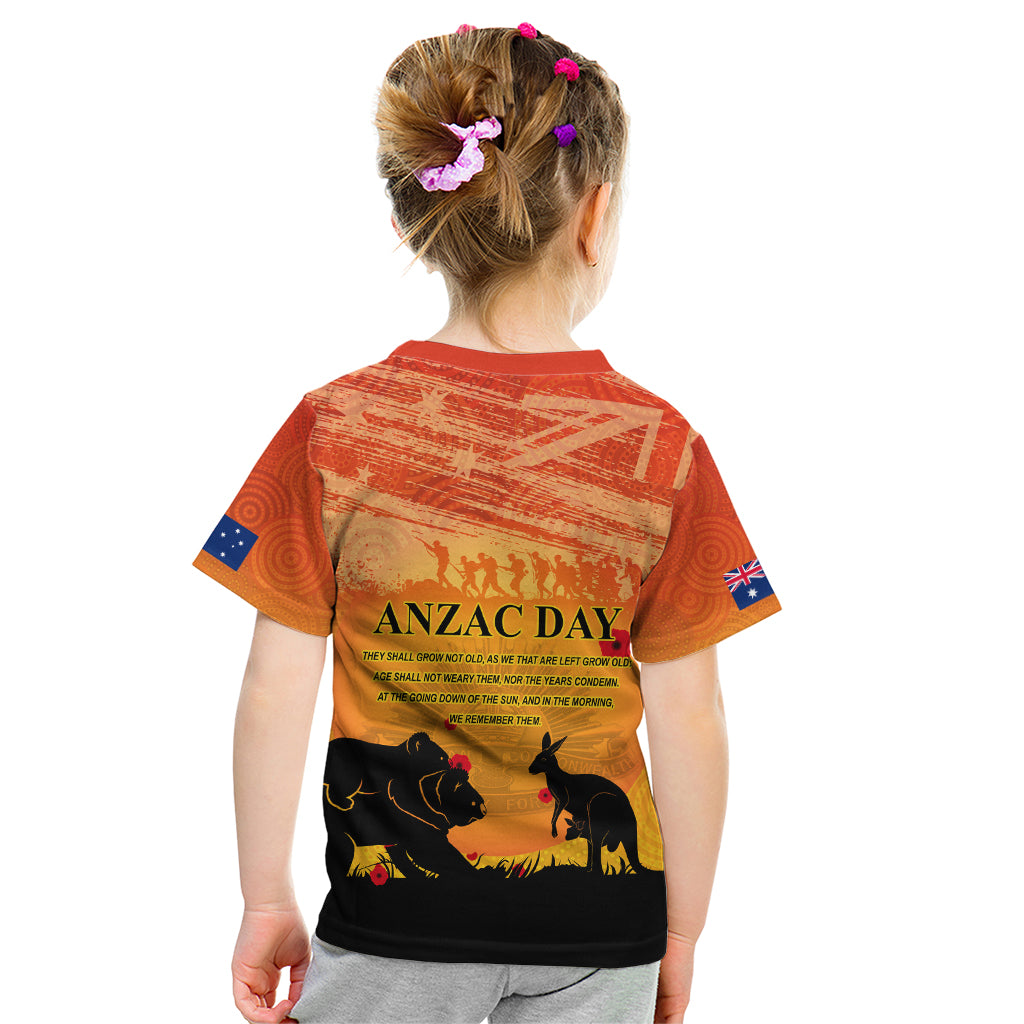 Australia ANZAC Day Kid T Shirt Koala and Kangaroo Respect Aboriginal Pattern - Vibe Hoodie Shop
