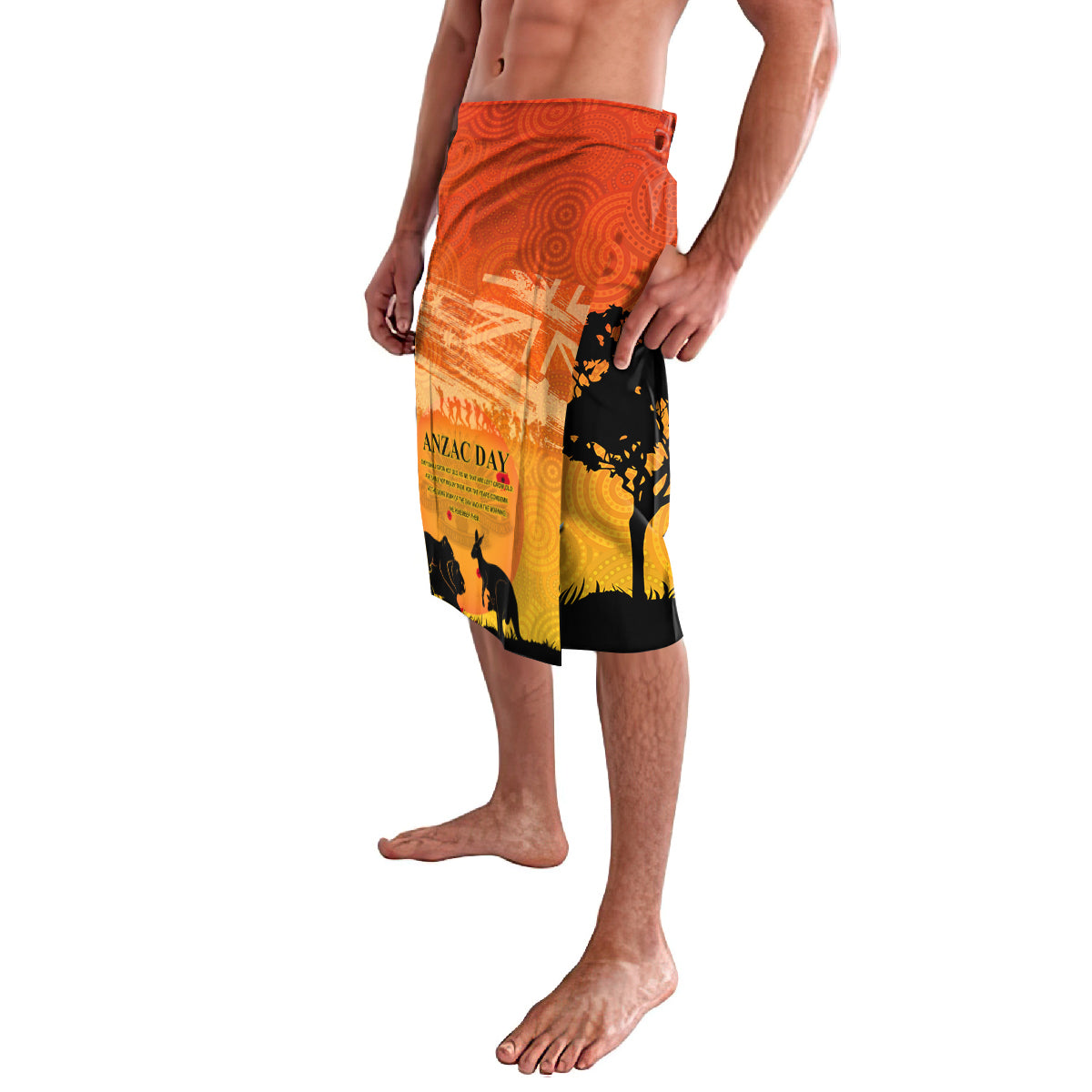 Australia ANZAC Day Lavalava Koala and Kangaroo Respect Aboriginal Pattern