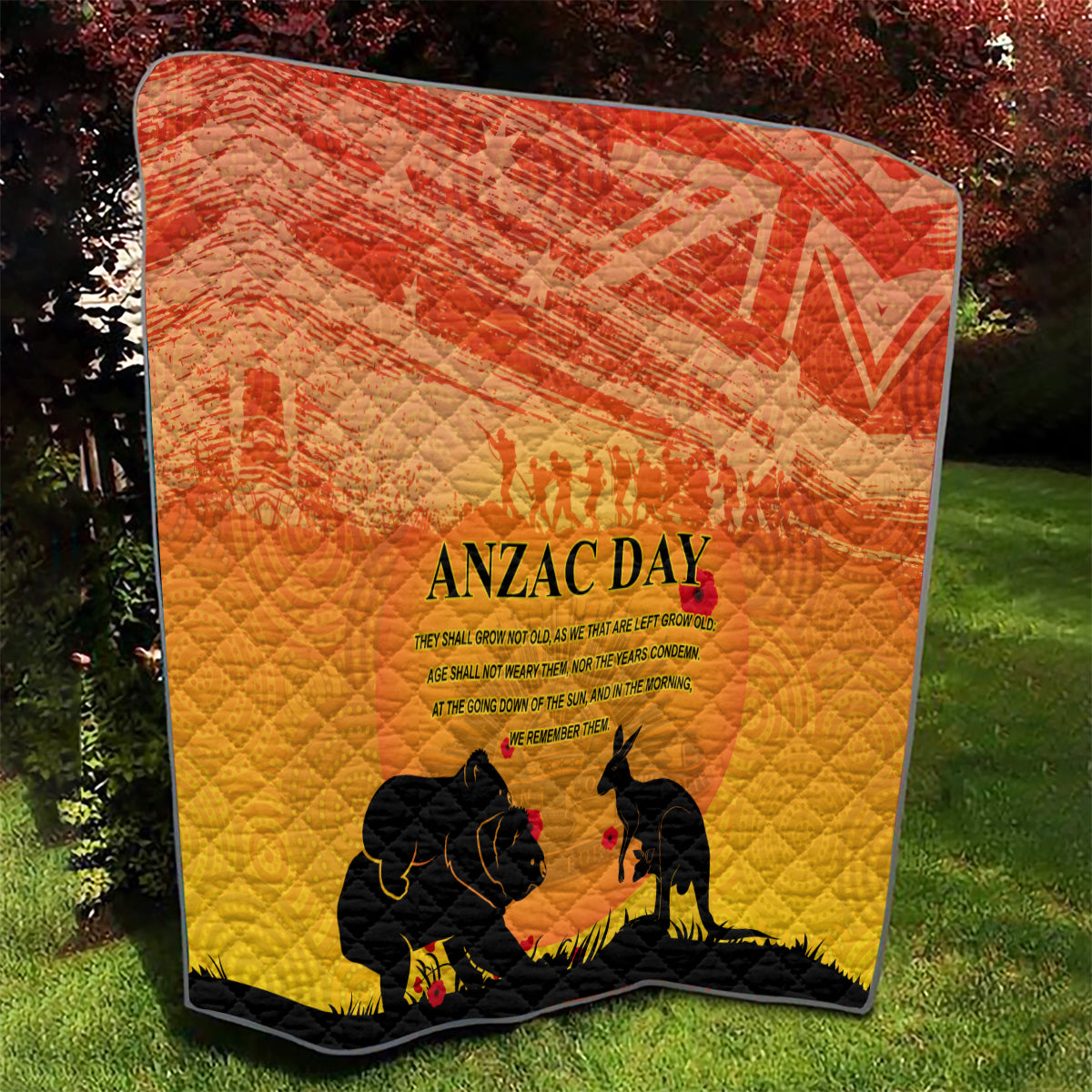 Australia ANZAC Day Quilt Koala and Kangaroo Respect Aboriginal Pattern - Vibe Hoodie Shop