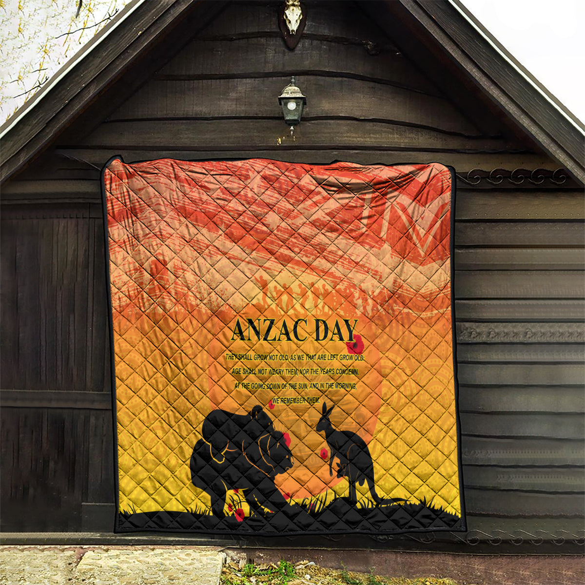 Australia ANZAC Day Quilt Koala and Kangaroo Respect Aboriginal Pattern - Vibe Hoodie Shop