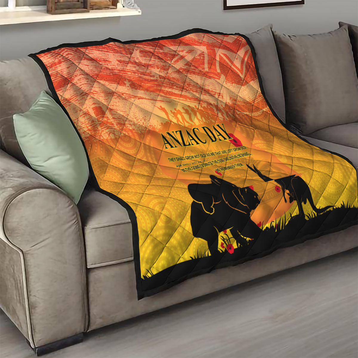 Australia ANZAC Day Quilt Koala and Kangaroo Respect Aboriginal Pattern - Vibe Hoodie Shop