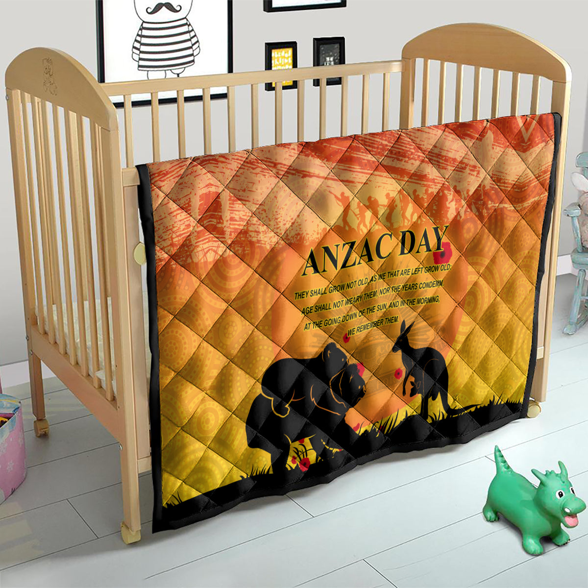 Australia ANZAC Day Quilt Koala and Kangaroo Respect Aboriginal Pattern - Vibe Hoodie Shop