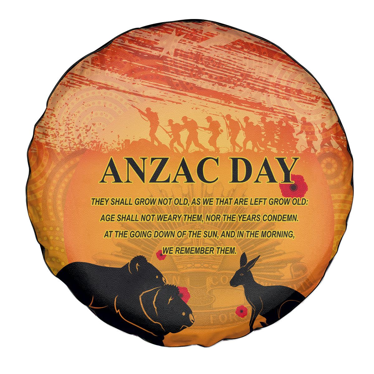Australia ANZAC Day Spare Tire Cover Koala and Kangaroo Respect Aboriginal Pattern - Vibe Hoodie Shop