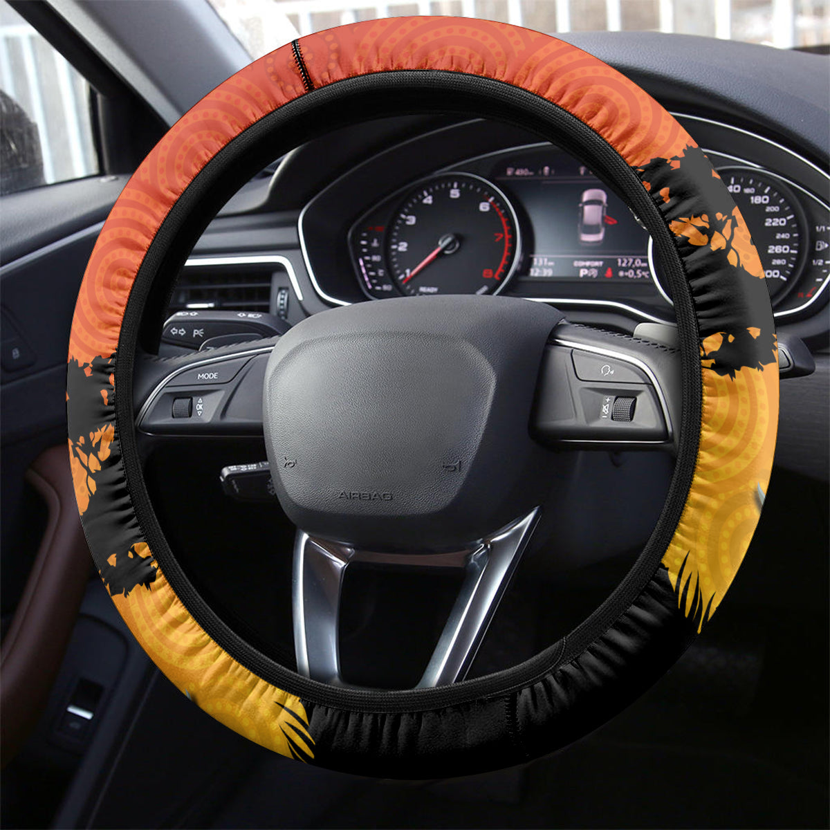 Australia ANZAC Day Steering Wheel Cover Koala and Kangaroo Respect Aboriginal Pattern
