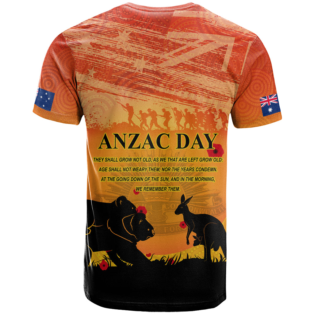 Australia ANZAC Day T Shirt Koala and Kangaroo Respect Aboriginal Pattern - Vibe Hoodie Shop