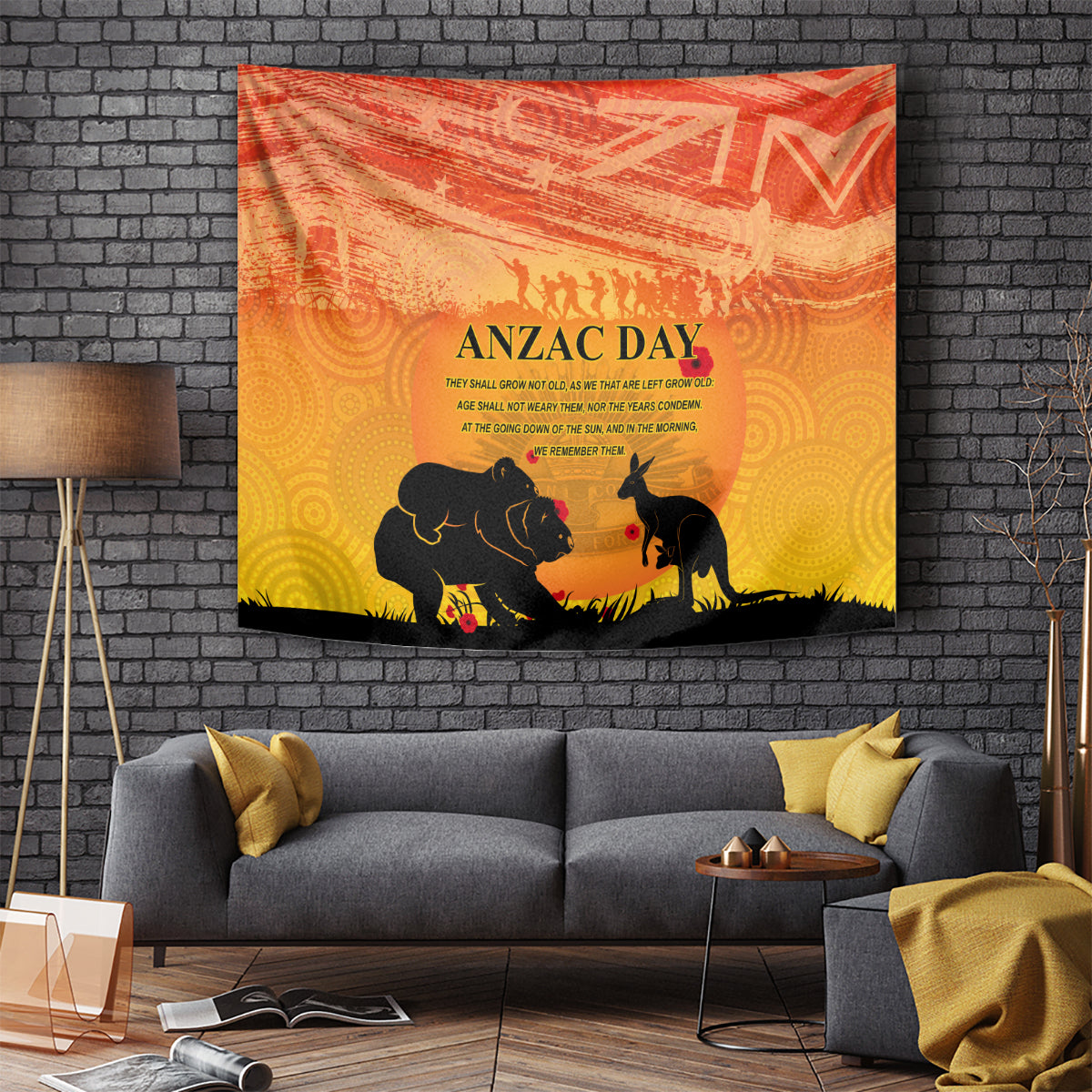 Australia ANZAC Day Tapestry Koala and Kangaroo Respect Aboriginal Pattern - Vibe Hoodie Shop