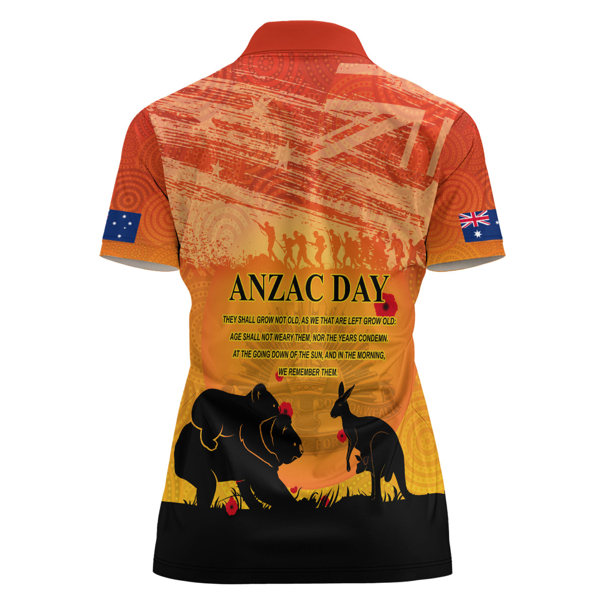 Australia ANZAC Day Women Polo Shirt Koala and Kangaroo Respect Aboriginal Pattern - Vibe Hoodie Shop